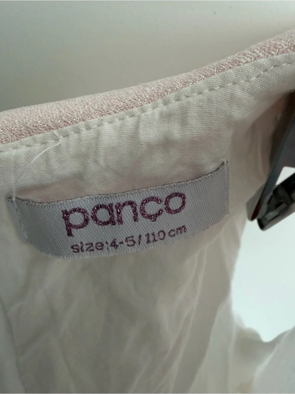 Girls' Pink Collar White Dress with Pink Embroidery